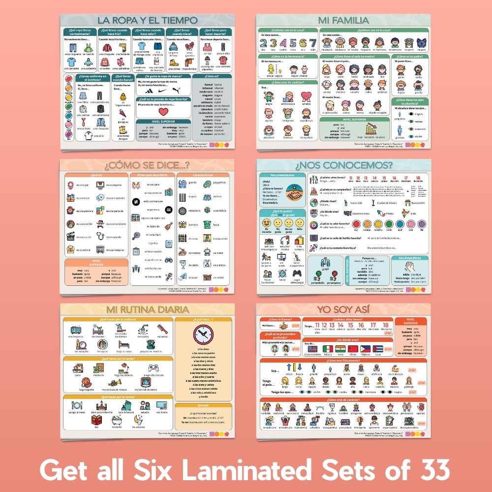 Dynamic Language Class Chat Mats Set of All 6 Laminated Sets of 33