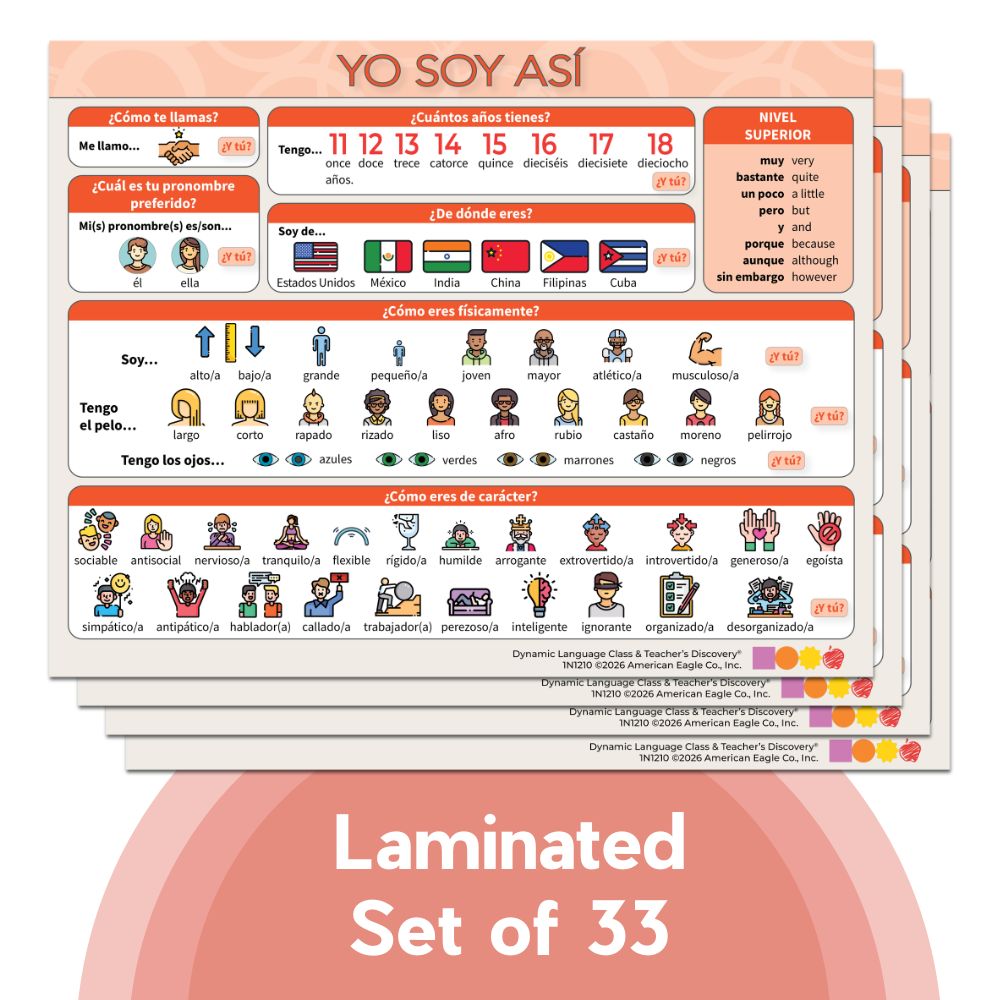 Dynamic Language Chat Mat About Me Laminated Set of 33