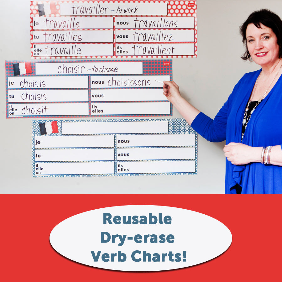 Dry-Erase French Verb Charts Set of 3