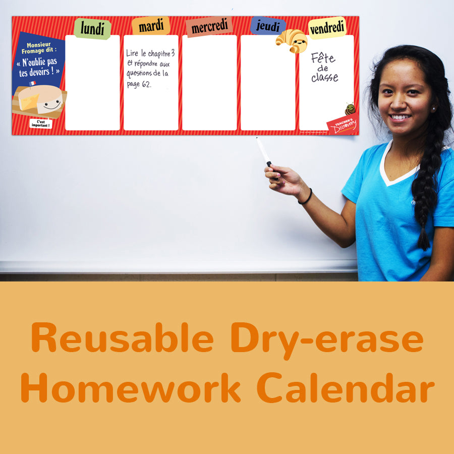 Weekly Homework Chart - French - Dry-Erase Poster