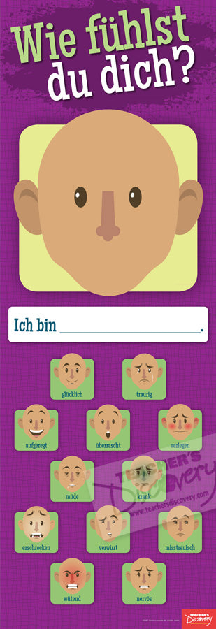 Emotions Face - German - Dry-Erase Poster