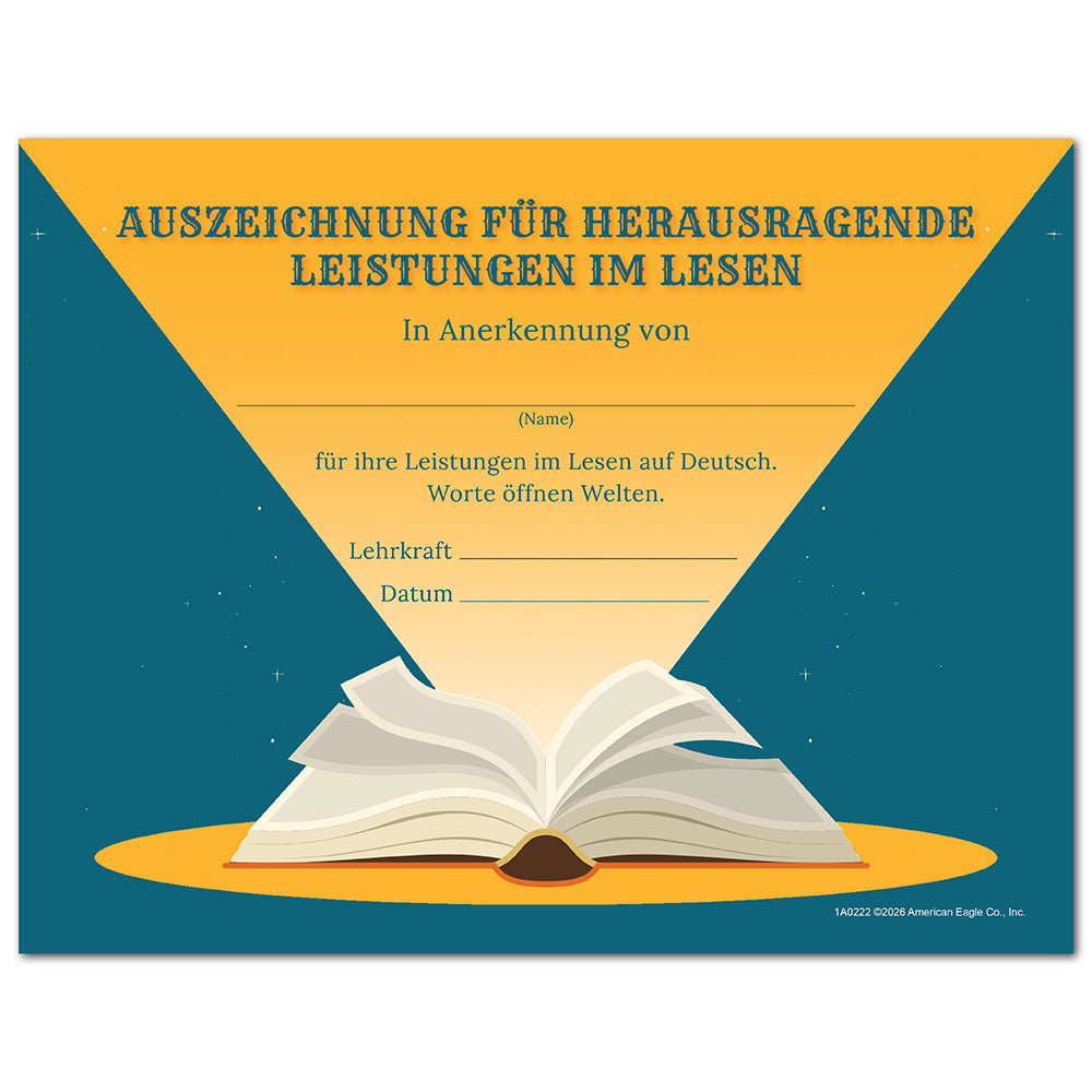 German Reading Certificate Set of 15