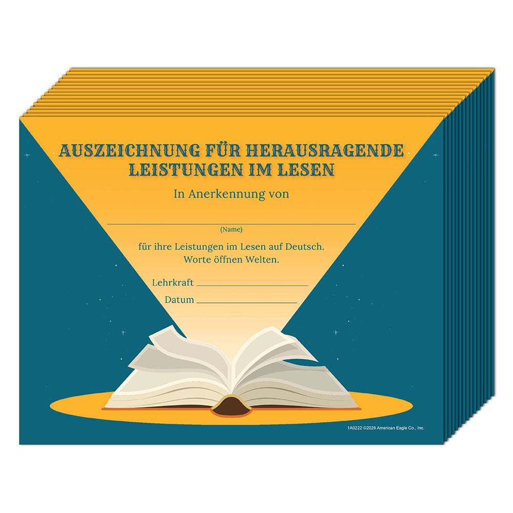 German Reading Certificate Set of 15