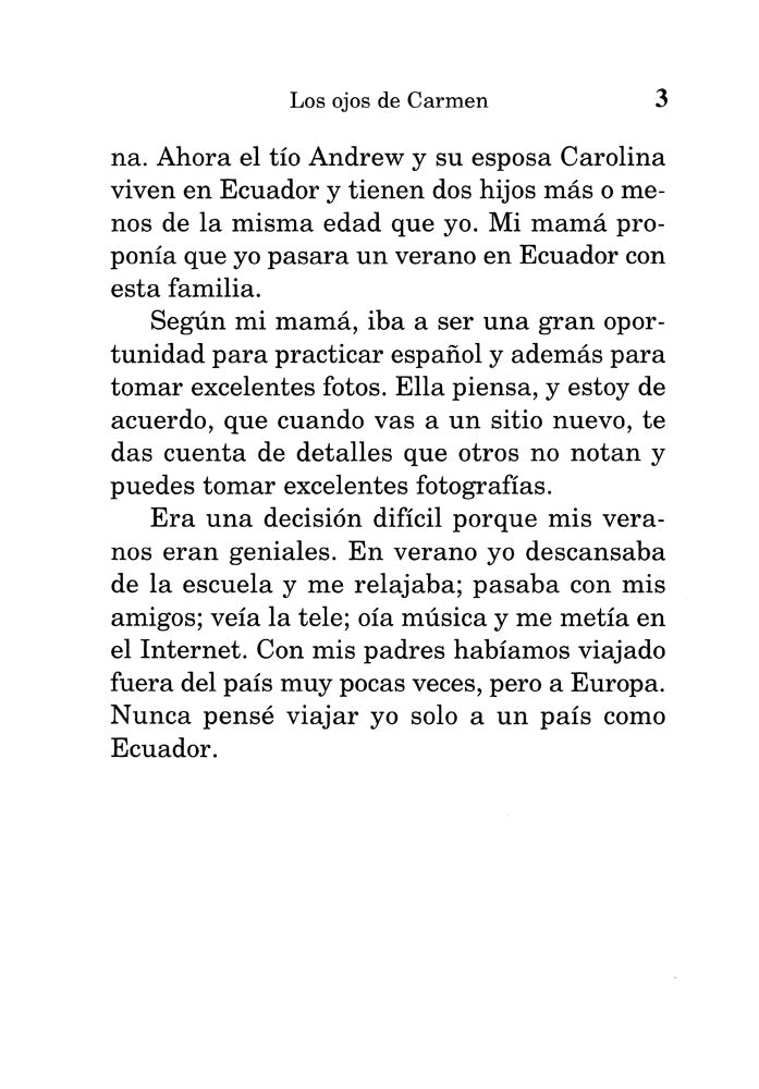 Los ojos de Carmen - Level 3+ - Spanish Reader by Veronica Moscoso (with optional Teacher's Guide)
