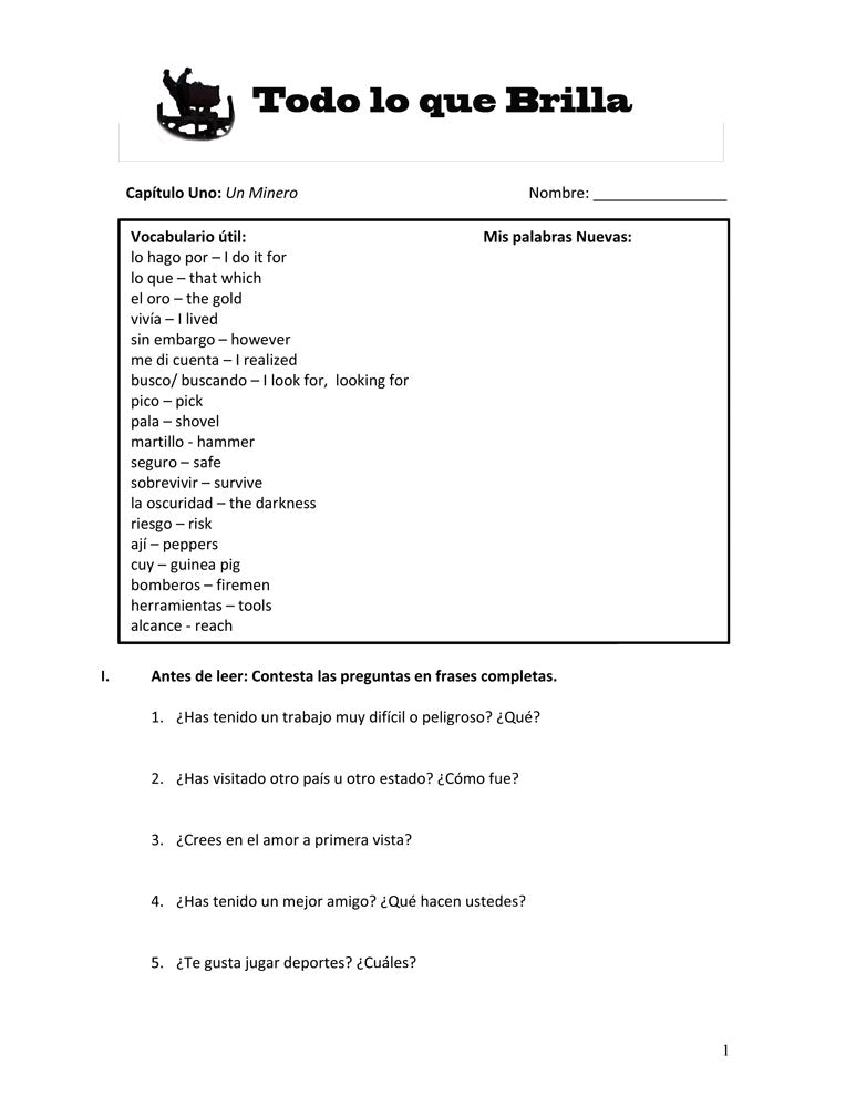 Todo lo que brilla Spanish Level 3+ Reader