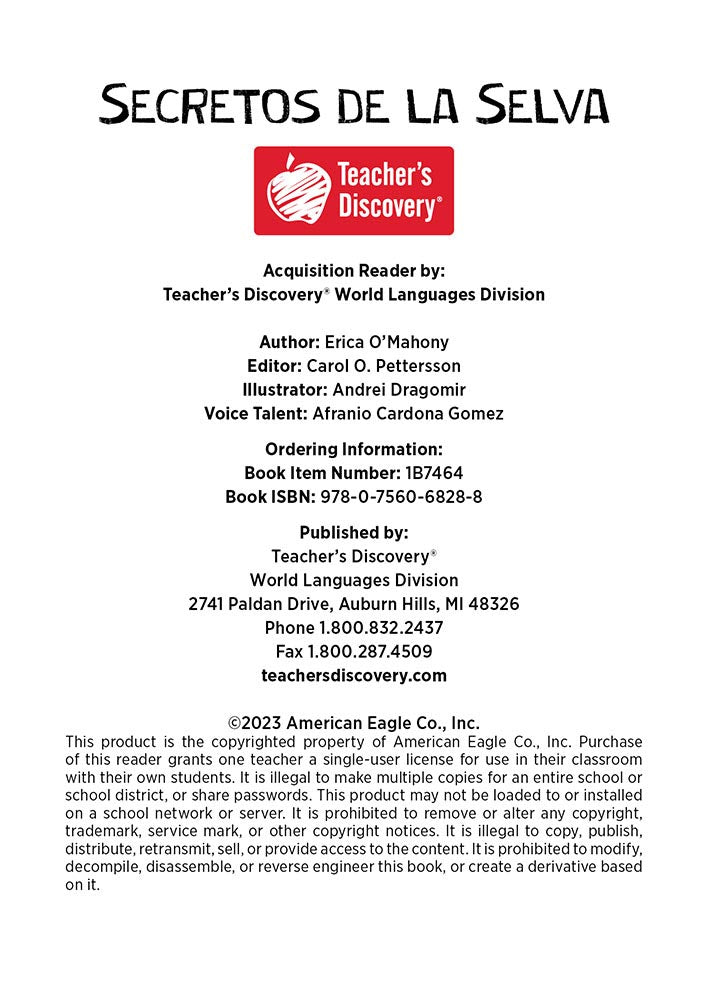 Secretos de la Selva - Level 3 - Spanish Acquisition Reader by Erica O'Mahony