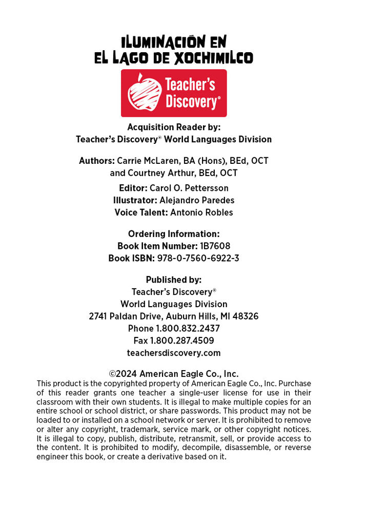 Iluminación en el lago de Xochimilco - Level 2 - Spanish Acquisition Reader by Carrie McLaren & Courtney Arthur