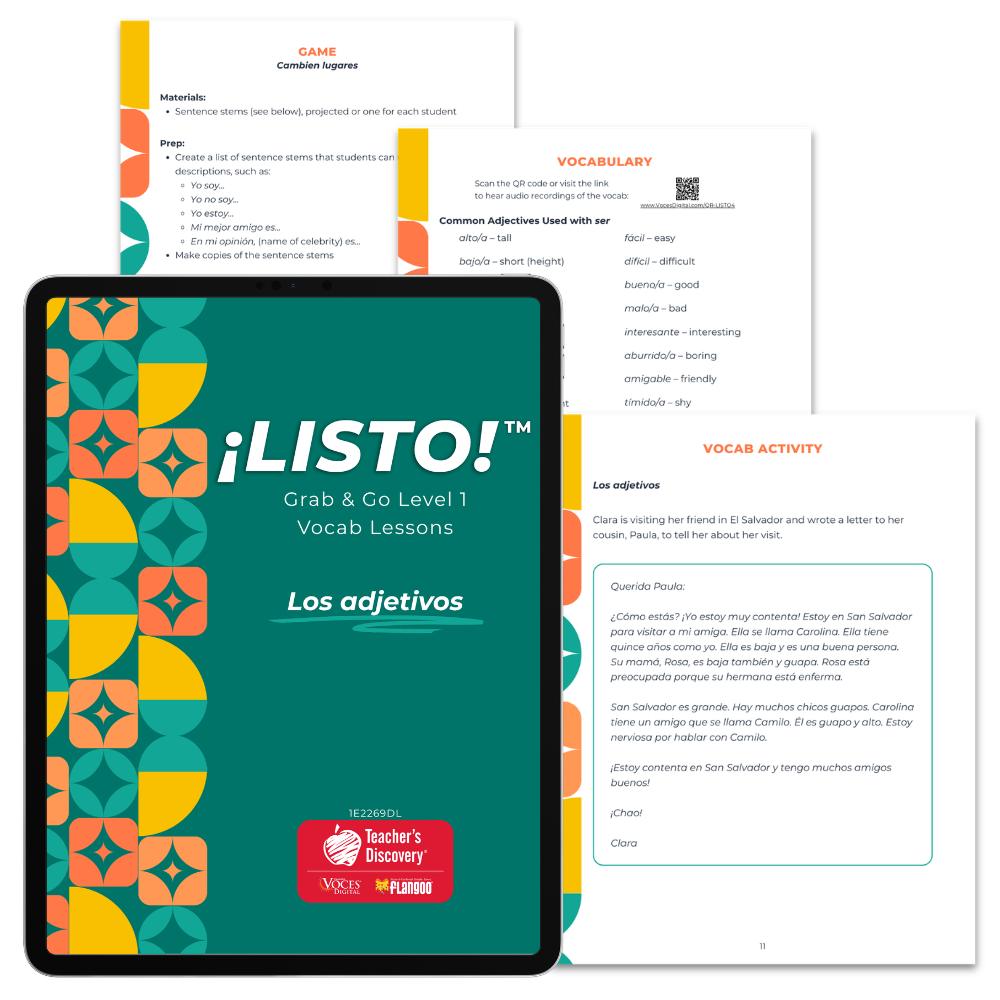 ¡Listo!™ Grab & Go Level 1 Vocab Lessons Set of 5 Downloads