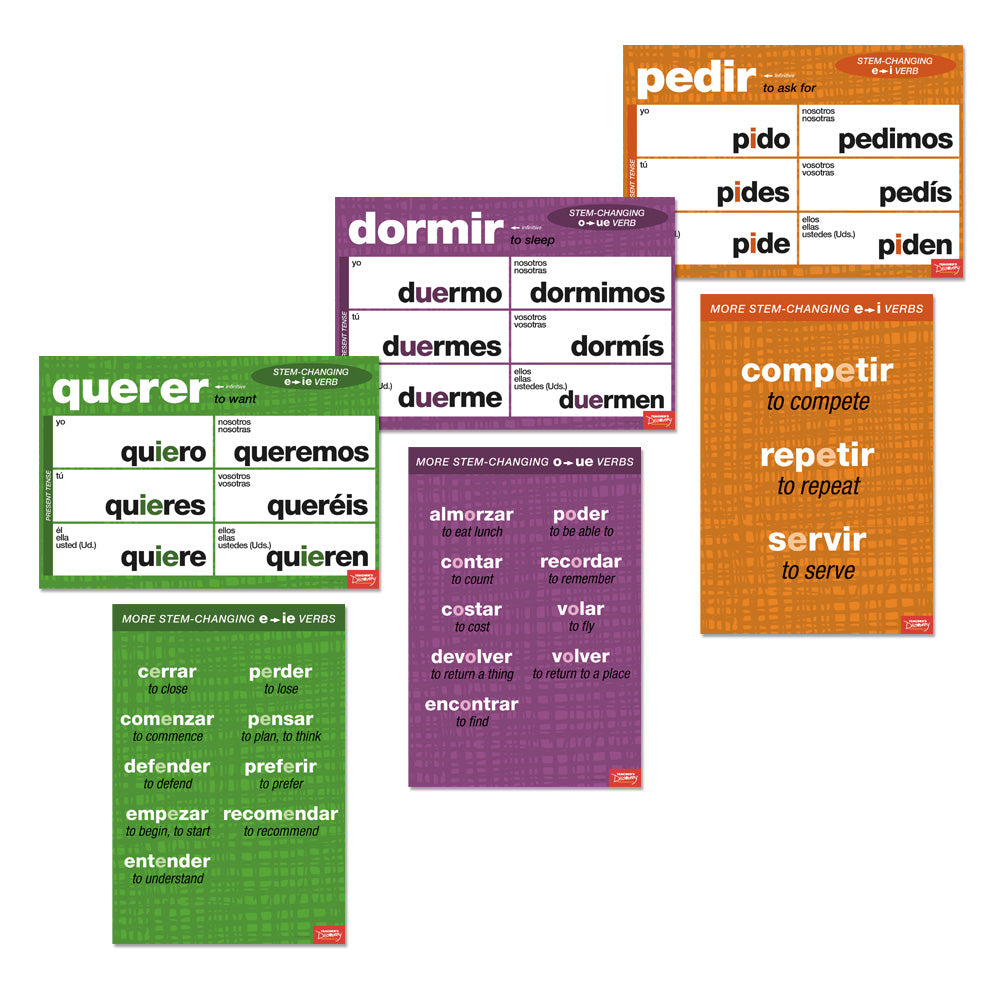 All of the Verb Charts - Spanish - Mini-Posters - Set of 18