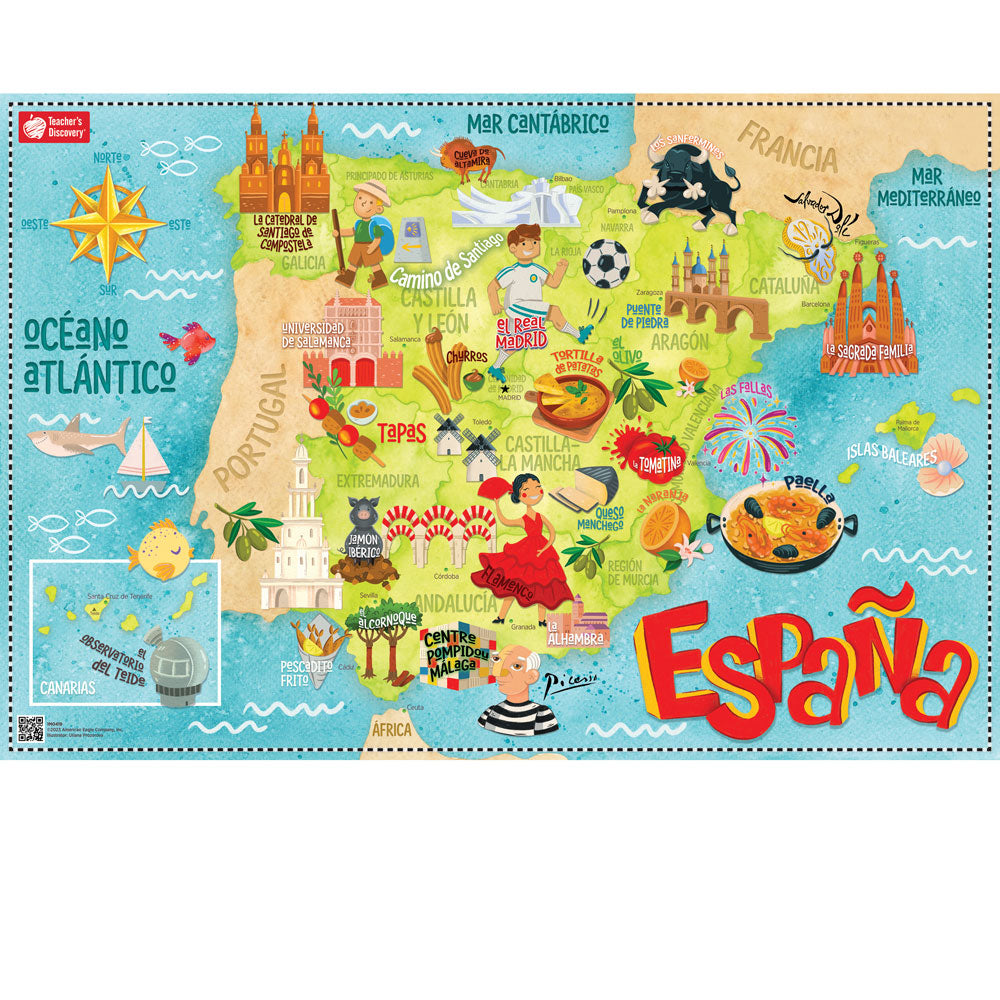Illustrated Map of Spain - Spanish - Poster