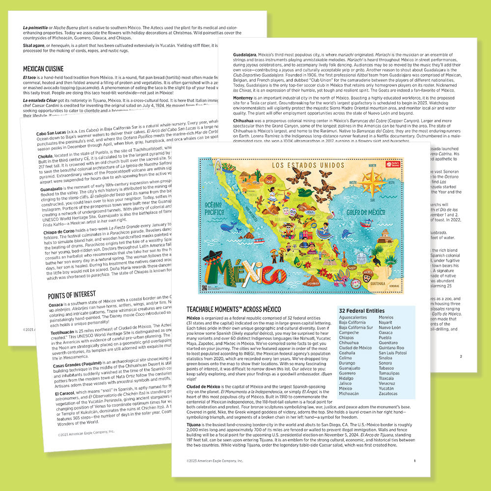 Illustrated Map of Mexico - Spanish - Poster