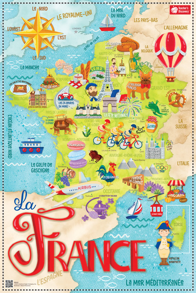 Illustrated Map of France - French - Poster