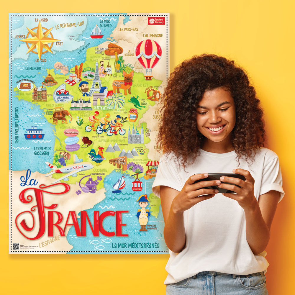 Illustrated Map of France - French - Poster