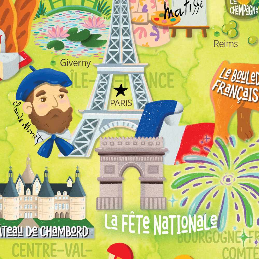 Illustrated Map of France - French - Poster