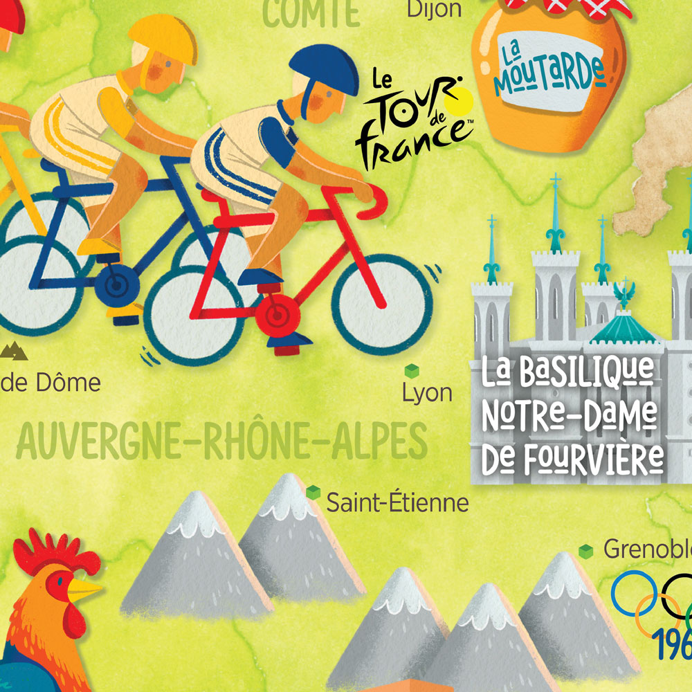Illustrated Map of France - French - Poster