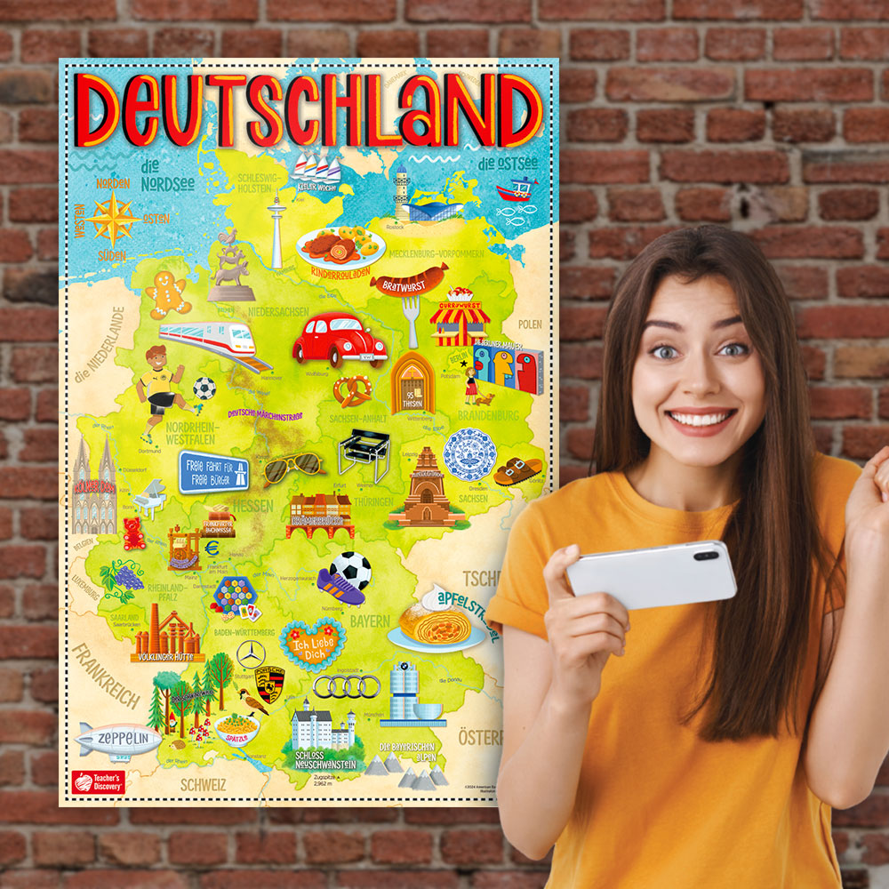 Illustrated Map of Germany - German - Poster