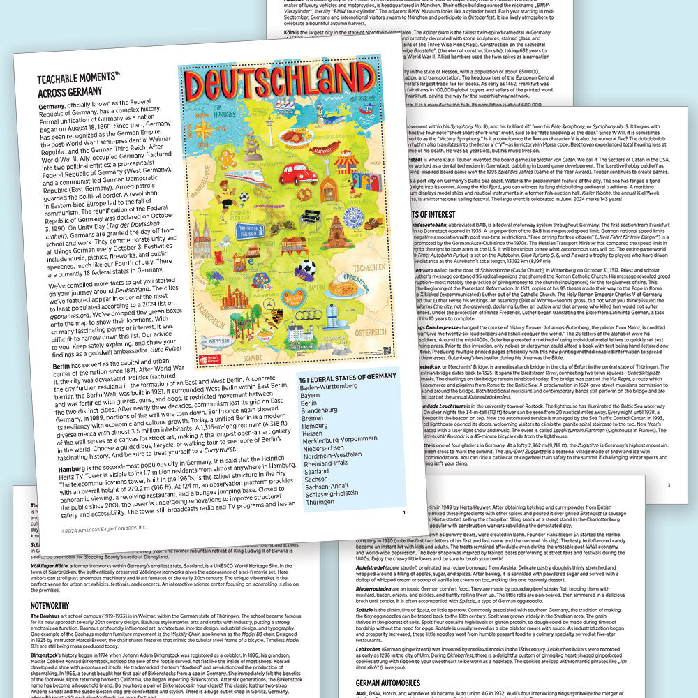 Illustrated Map of Germany - German - Poster