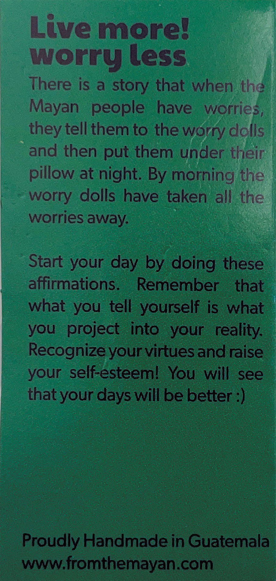 Guatemalan Daily Affirmation Worry Dolls - 12 Pack Assorted