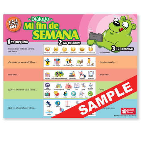 1-2-3 Chat With Me: Mi fin de semana Spanish Chat Mat PDF Download