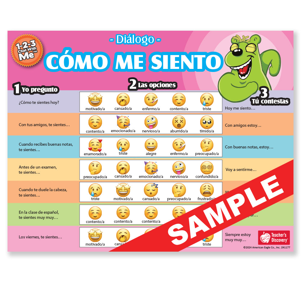 1-2-3 Chat With Me: Cómo me siento Spanish Chat Mat PDF Download