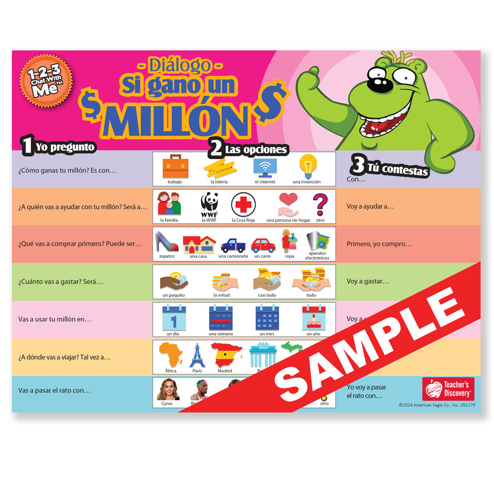 1-2-3 Chat With Me: Si gano un millón Spanish Chat Mat PDF Download