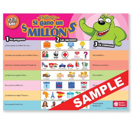 1-2-3 Chat With Me: Si gano un millón Spanish Chat Mat PDF Download