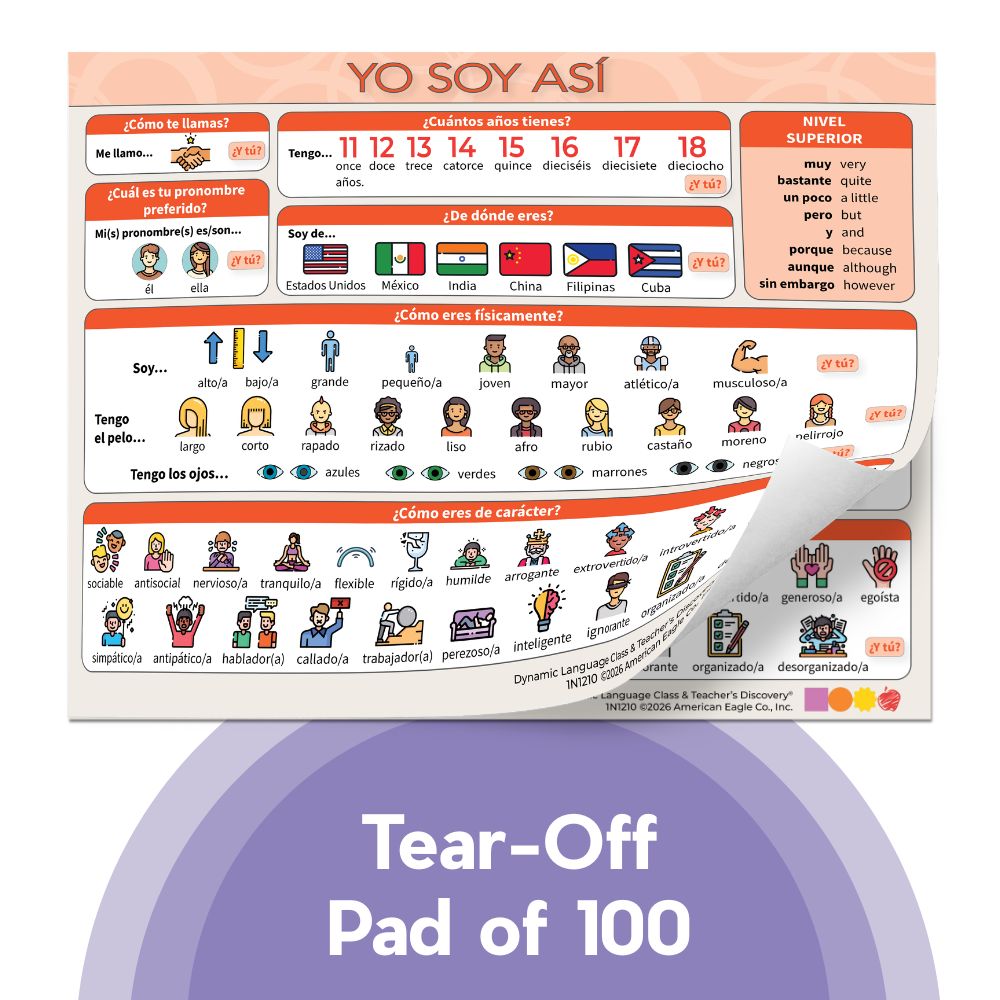 Dynamic Language Chat Mats Set of All 6 Tear-Off Pads of 100
