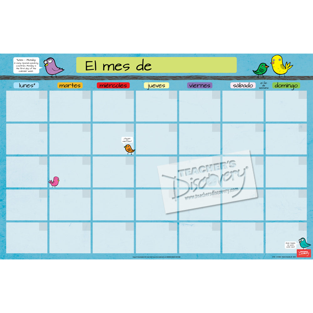 Month Homework Chart - Spanish - Dry-Erase Poster