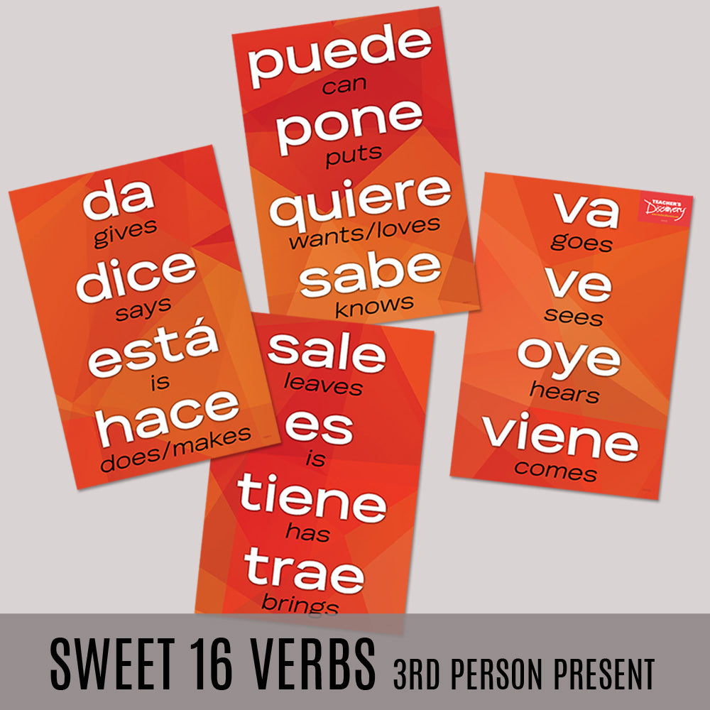 Sweet 16 Third Person Present - Spanish - Mini-Posters - Set of 4 ...