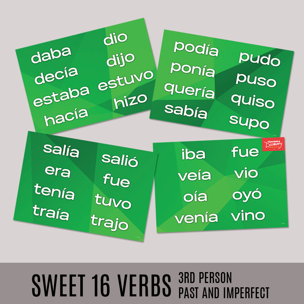 Sweet 16 Third Person Past and Imperfect - Spanish -Mini-Posters - Set of 4