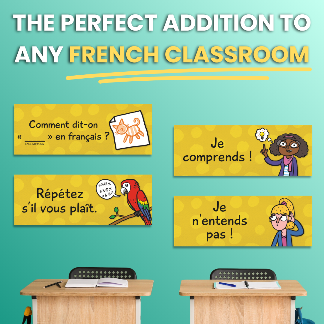 Classroom Phrases Signs, Set of 12 for French Classrooms