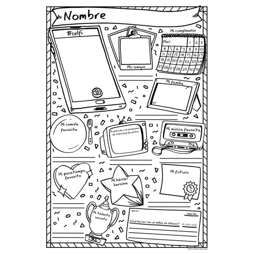 All About Me - Spanish - Double-Sided Mini-Poster - Class Set of 30