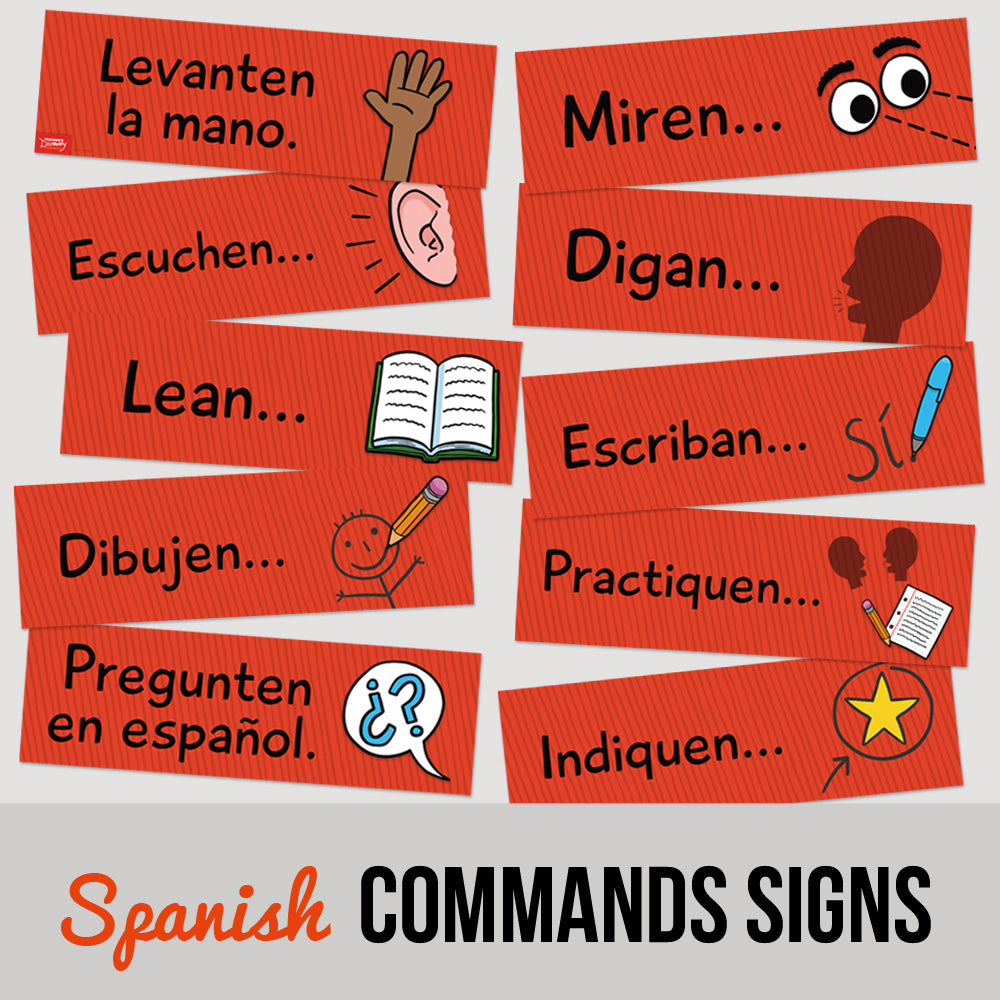 Classroom Commands - Spanish - Signs -Set of 10