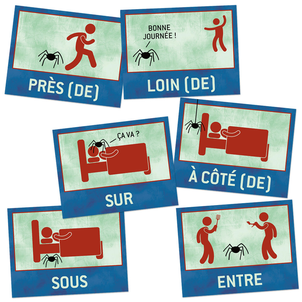 Where Is the Spider? Directions - French - Signs - Set of 17
