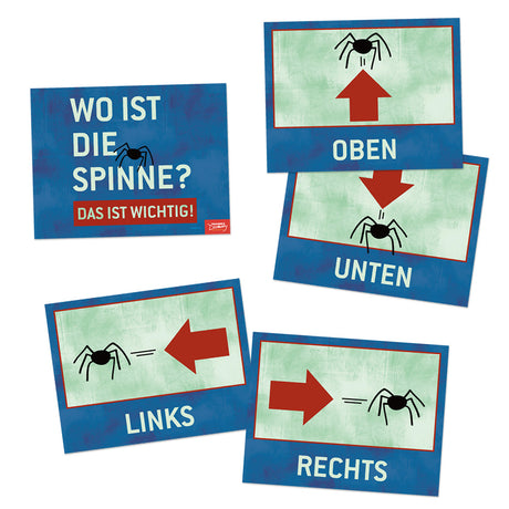 Where Is the Spider? Directions - German - Signs - Set of 17