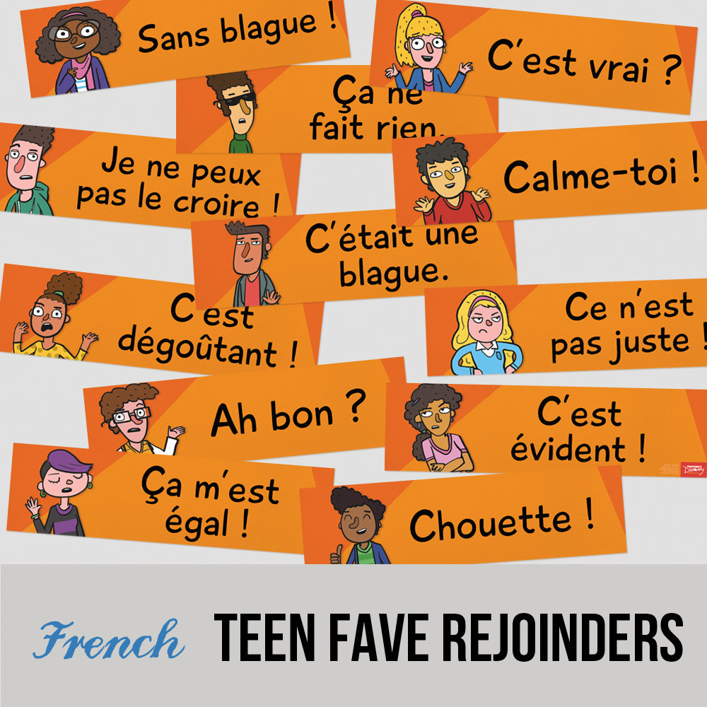 Teen Faves Rejoinder - French - Signs - Set of 12