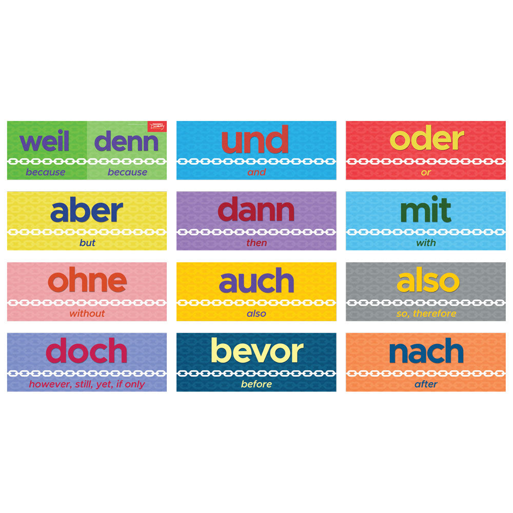 Connecting Words - German - Signs - Set of 12