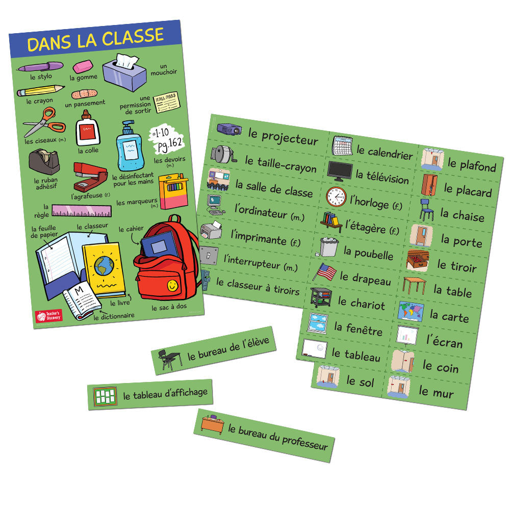Classroom Nouns - French - Poster and Labels