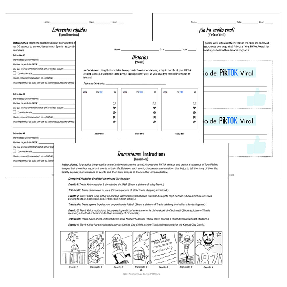PikTok Blank Posters - Spanish - Mini-Posters - Class Set of 35