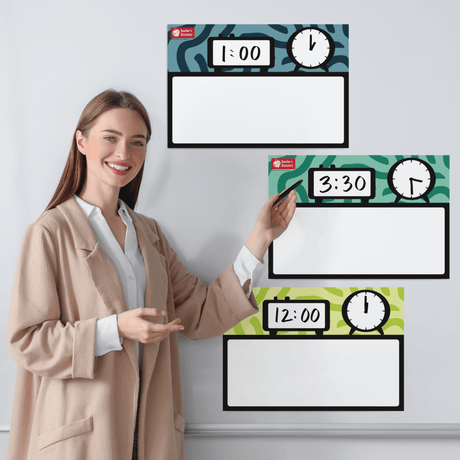 Magnetic Clock Charts - Dry-Erase Posters - Set of 3