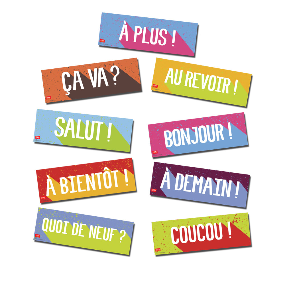 Greetings - French - Signs - Set of 9