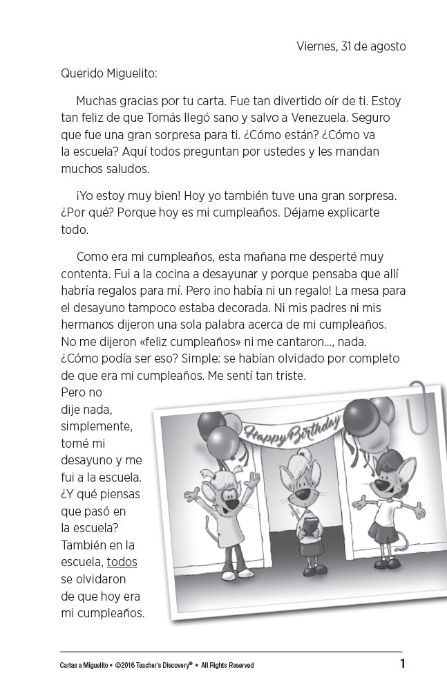 Cartas a Miguelito - Level 2 - Spanish Reader by Fabiola Canale