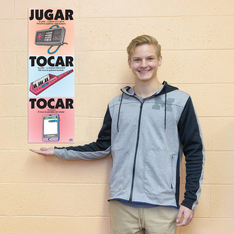 Vexing Verbs, Jugar and Tocar - Spanish - Skinny Poster