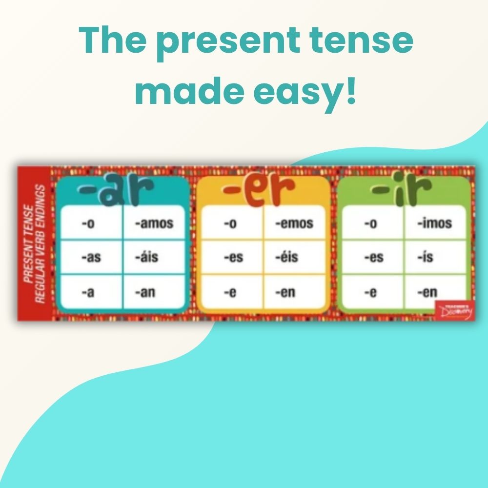 Regular Spanish Verb Endings Poster for Spanish Classrooms