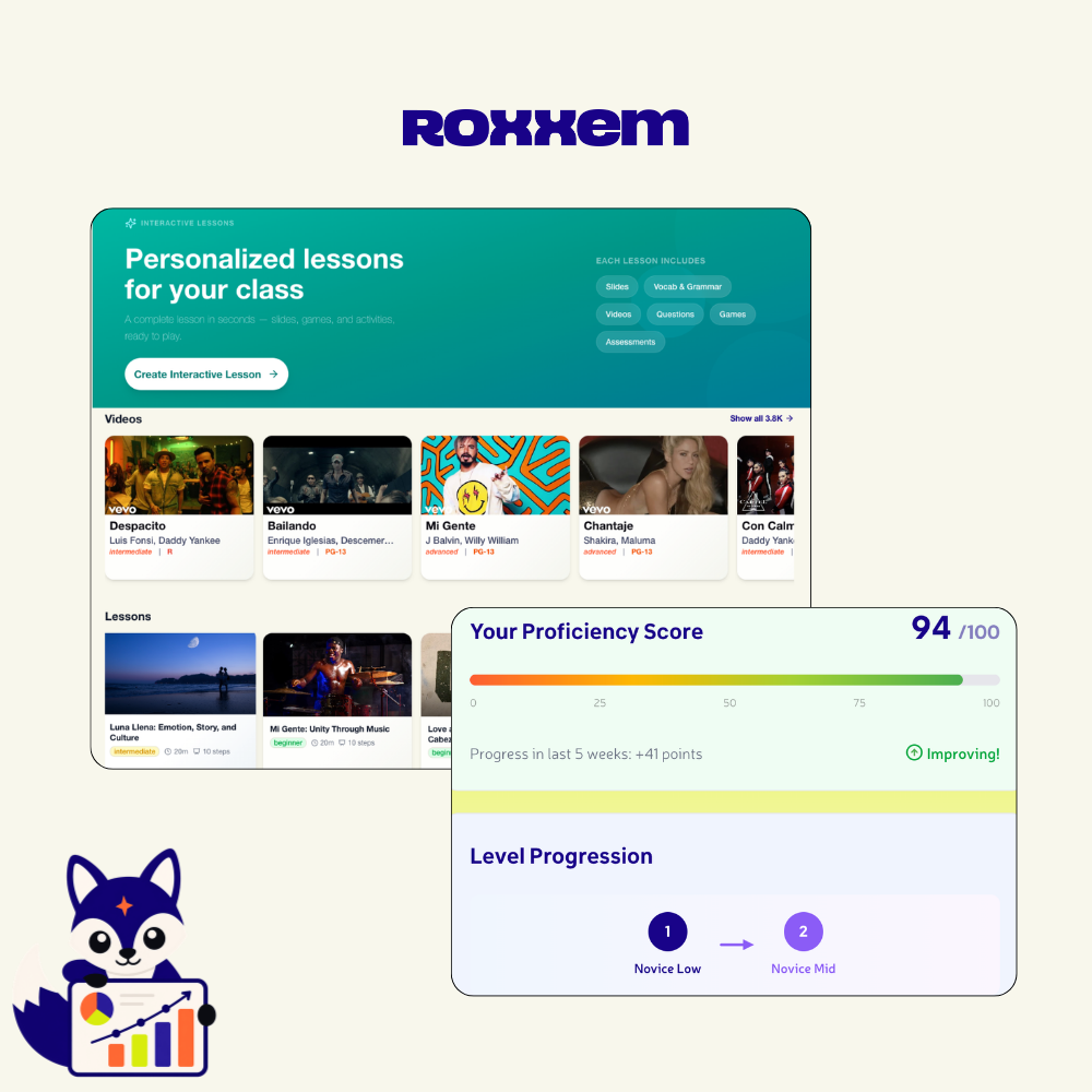 Roxxem: World Language Digital Curriculum and Video Lesson Subscription