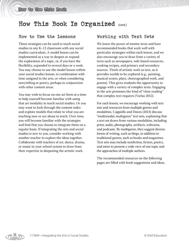 Integrating the Arts in Social Studies Book