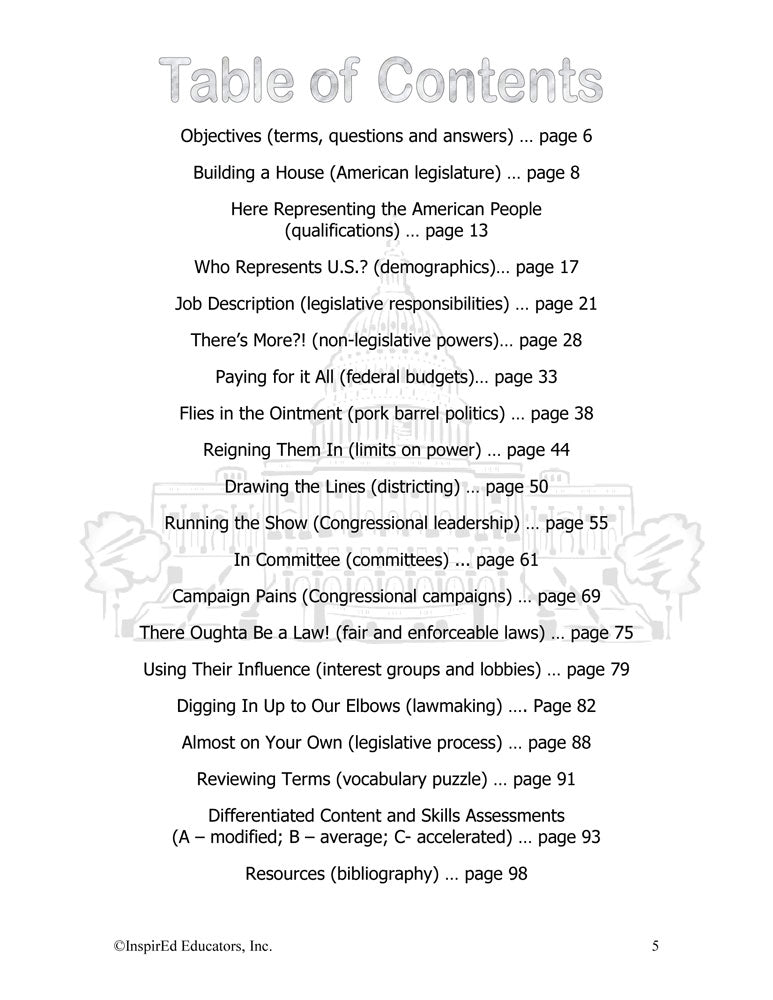 i Think: Government, The Legislative Branch Activity Book Download