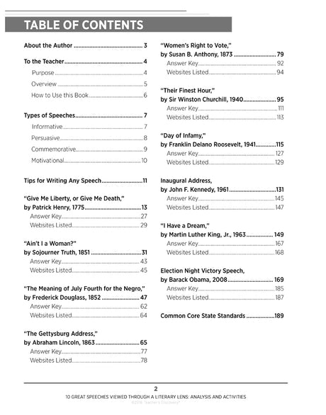 10 Great Speeches Viewed Through a Literary Lens: Analysis and Activities Book Download