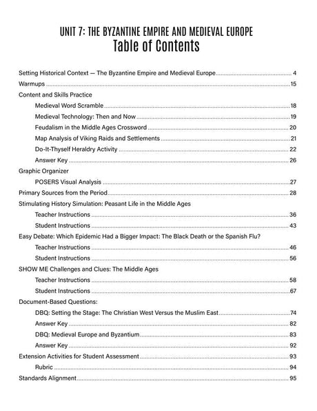 World History Thematic Unit: The Byzantine Empire and Medieval Europe Download