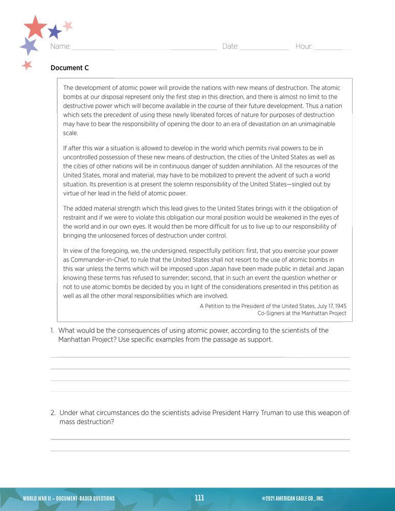U.S. History Thematic Unit: World War II Download